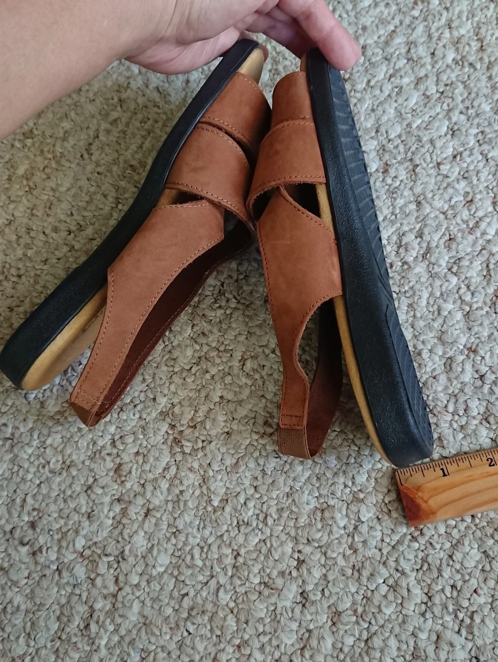 LL Bean Made in Italy Brown nubuck Leather Slingback Sandals size 6.5